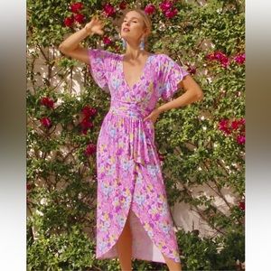 Lilly Pulitzer Anchorage Faux Wrap Floral Midi Dress Size M